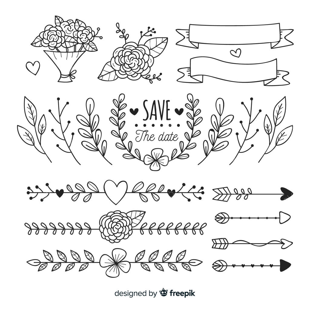 مجموعه‌ای از تزئینات عروسی دست‌کشیده