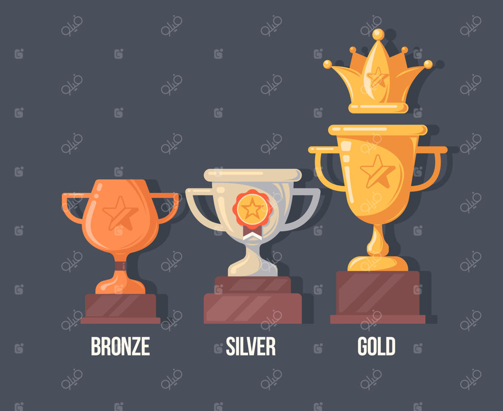 آیکون‌های تخت جام برنده: تصویر جایزه به سبک کارتونی