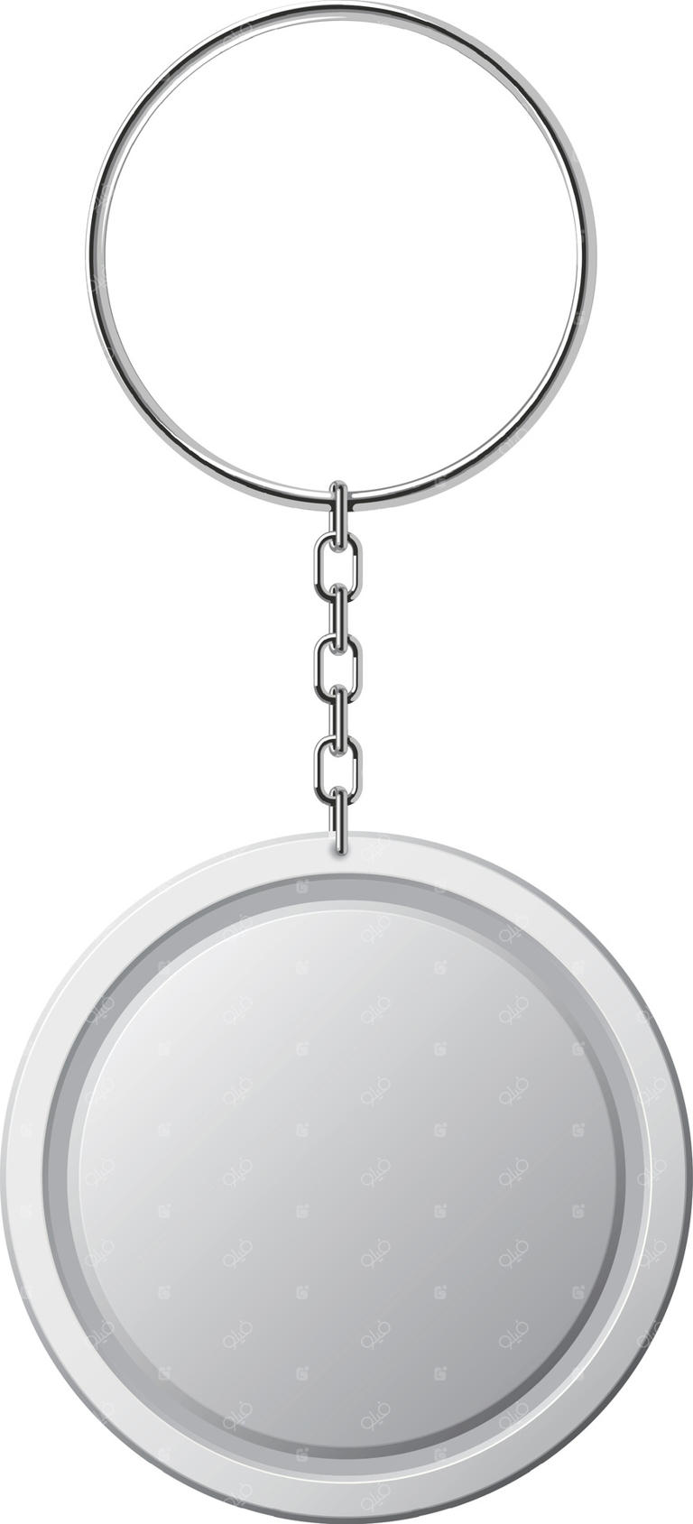 جاکلیدی فلزی واقع‌گرایانه با حلقه و زنجیر، همراه با صفحه گرد سفید، ایده‌آل برای نمایش نشان یا طرح شما