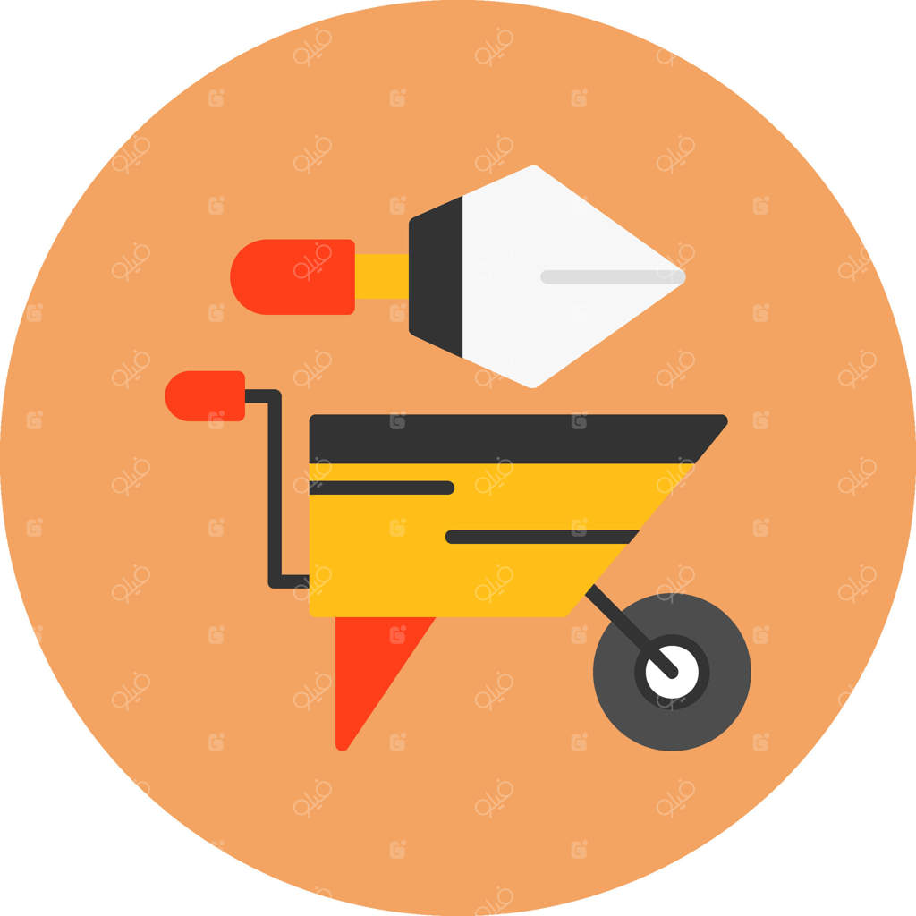 ابزار باغبانی - آیکون به سبک دایره‌ای و تخت