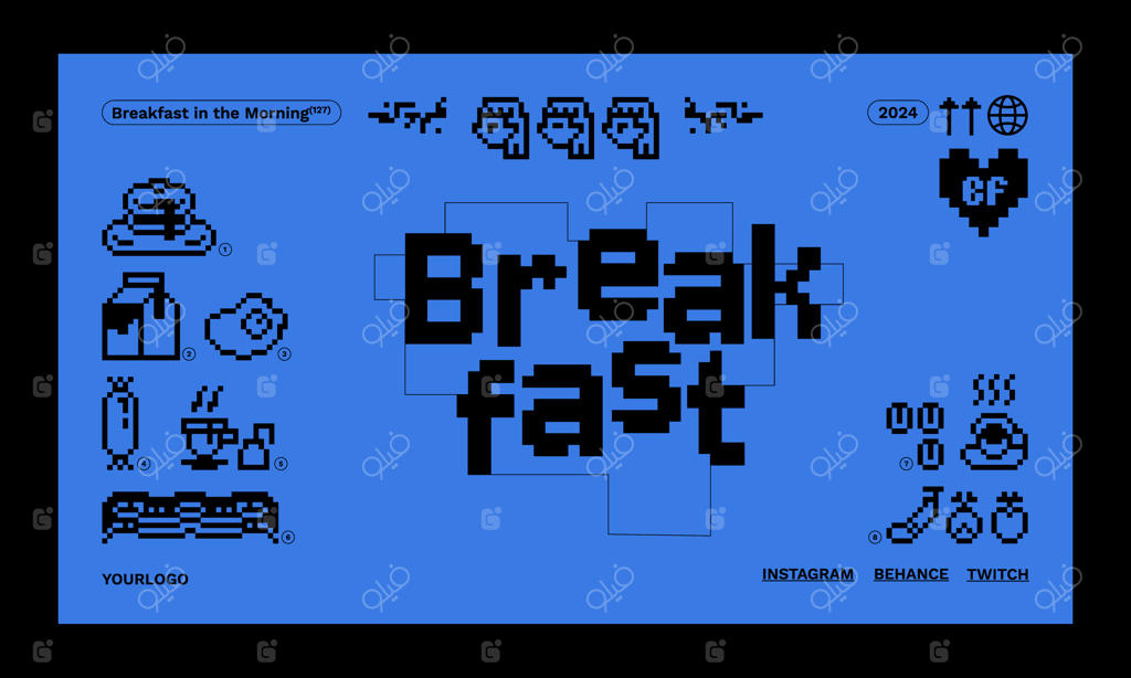 قالب صفحه فرود با طراحی پیکسلی