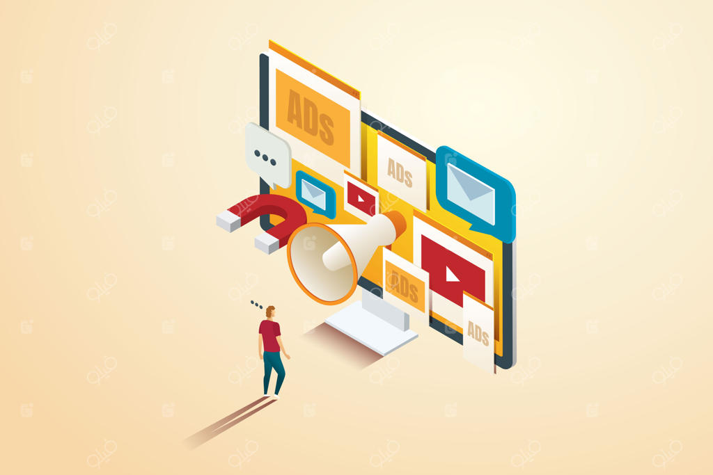 کاربر آگهی‌های مختلف بازاریابی را در وب‌سایت پیدا کرد