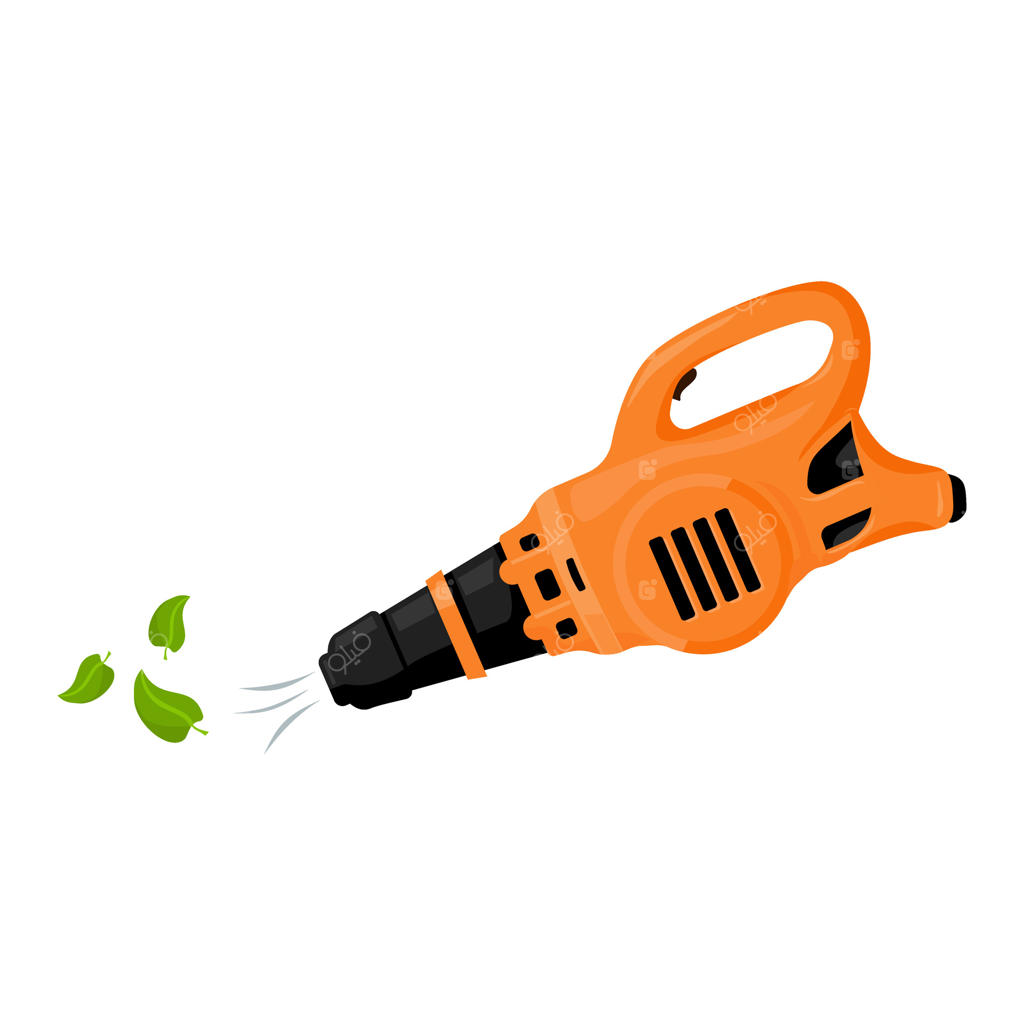 آیکون دمنده برگ: کارتونی نارنجی ابزار باغبانی، وسیله نظافت و نگهداری حیاط رنگارنگ