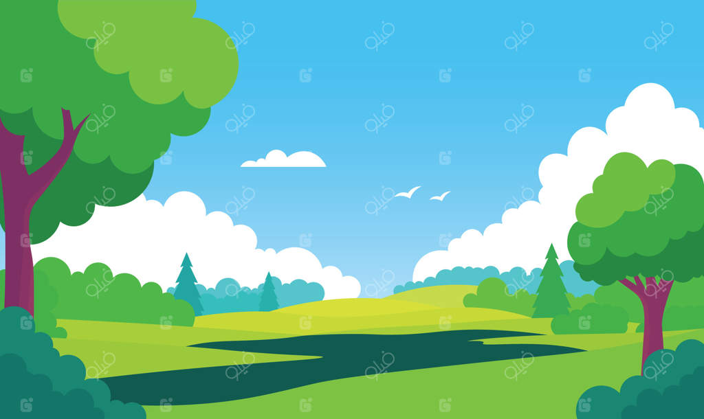 نمای باغ در پارک سبز در فضای باز با درختان و گیاهان در تابستان