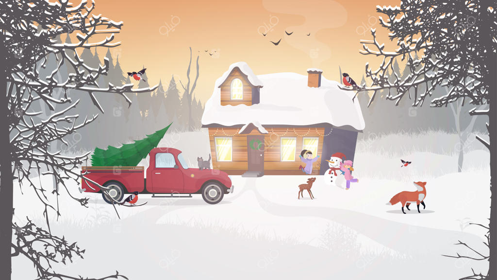 زمستان در کوهستان: خانه‌ای در جنگل پوشیده از برف