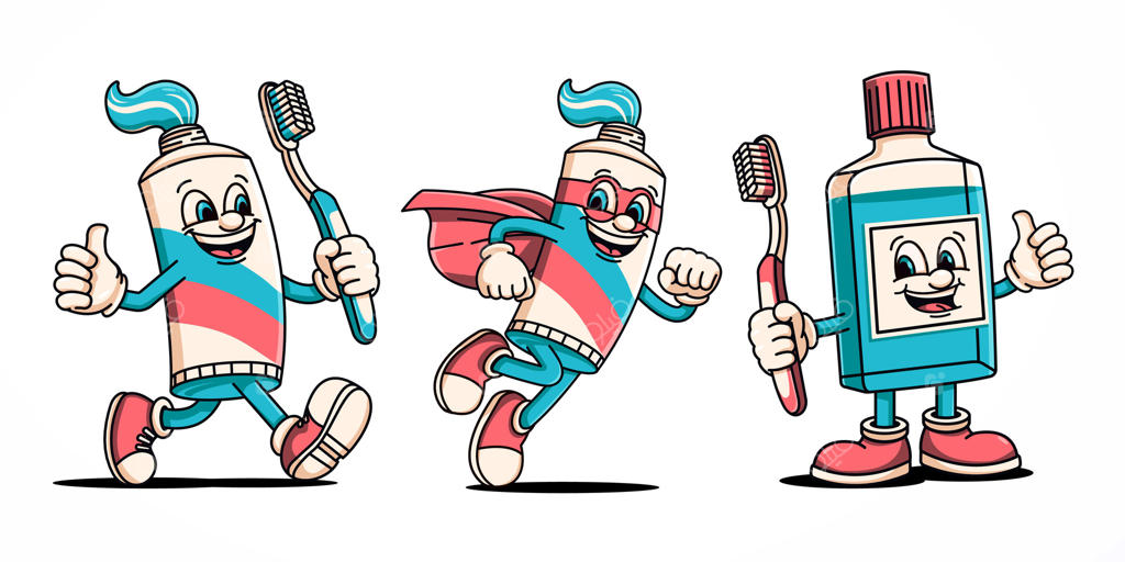 شخصیت کارتونی خمیردندان و دهانشویه، مناسب برای سلامت