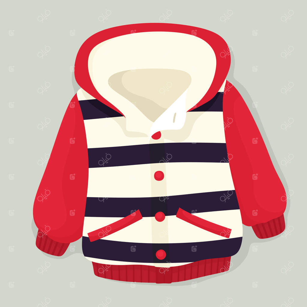 کاپشن زمستانی بچه‌گانه با طرح راه‌راه. به سبک ساده.