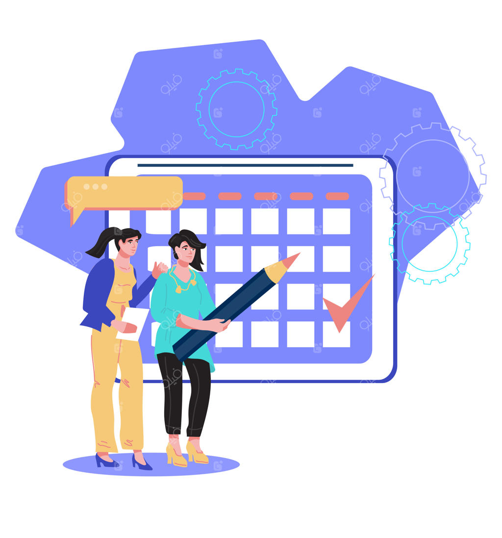 مدیریت زمان و برنامه‌ریزی کاری - وکتور ساده و جدا شده