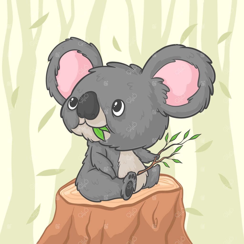 تصویر کارتونی کوآلا به صورت دستی کشیده شده