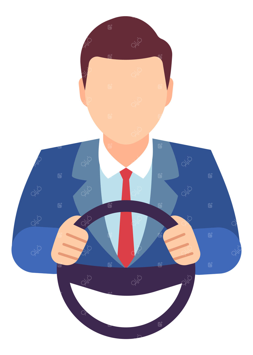 آیکون کاراکتر فلت مرد تاجر راننده با فرمان