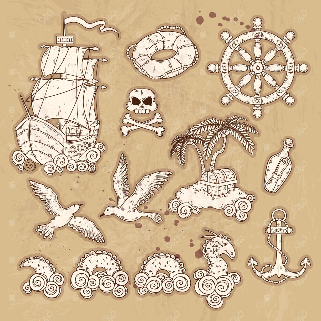 عناصر دستی برای نقشه‌ای قدیمی