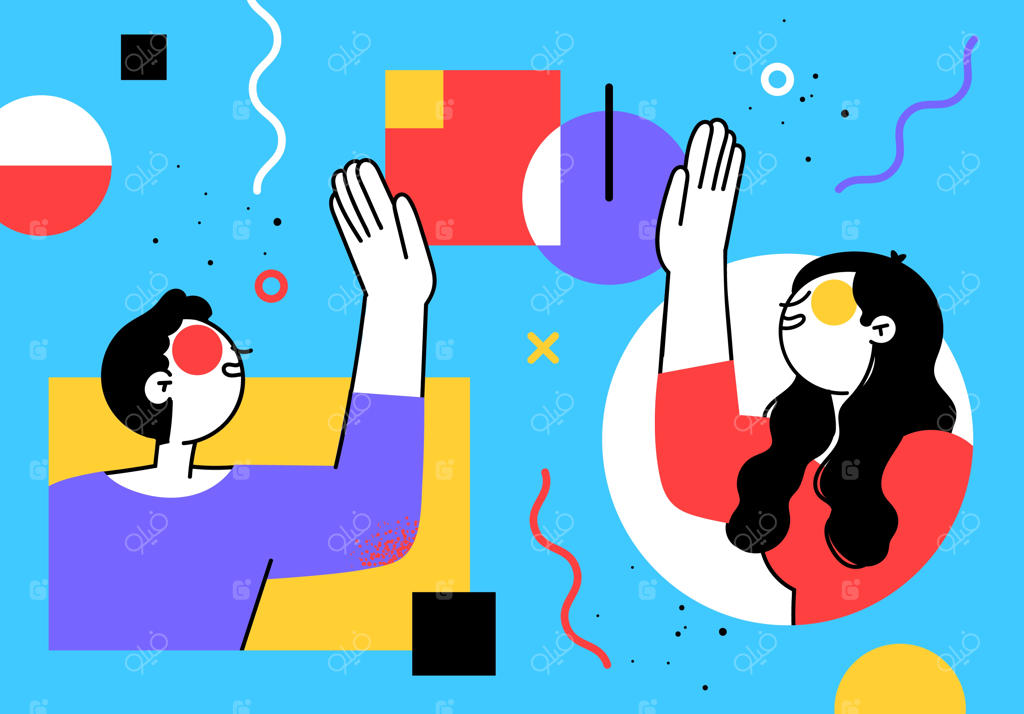 تصویرسازی افراد تجاری به سبک تخت: شخصیت‌های همکار و ارتباطات