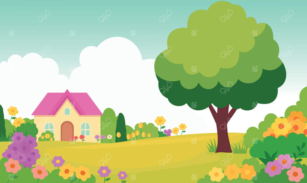 ساختمان زیبای خانه با باغ گل‌های تازه و رنگارنگ در تابستان