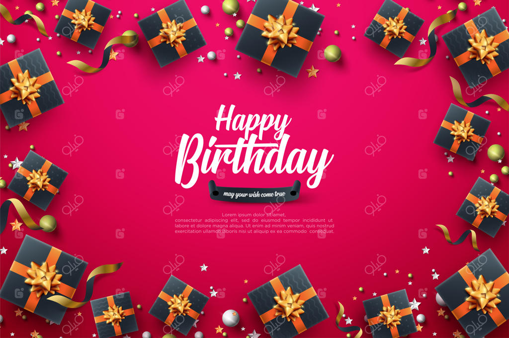 پس‌زمینه جشن تولد با جعبه هدیه مشکی