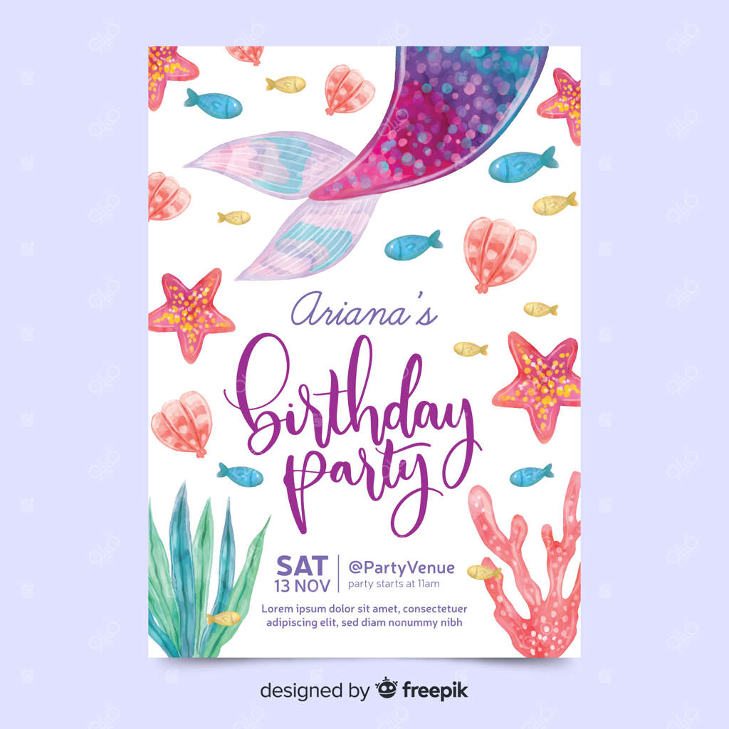 دعوت‌نامه تولد با سبک نقاشی آبرنگی