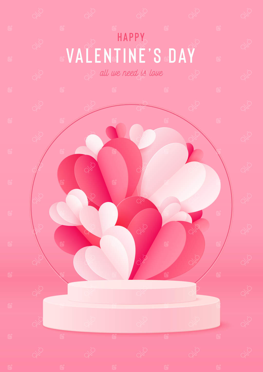 روز ولنتاین مبارک با کارت قلب‌های کاغذی