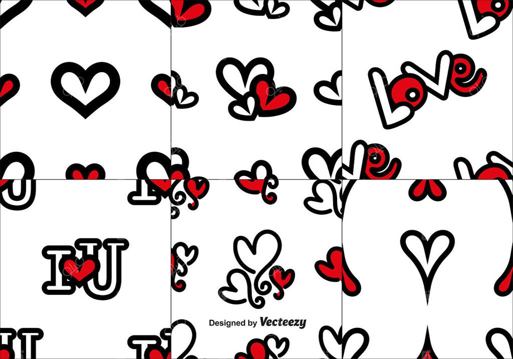 مجموعه وکتور الگوهای یکپارچه عشق