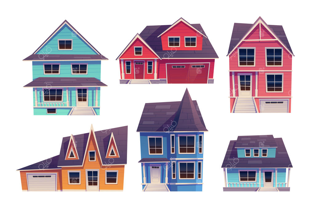 مجموعه خانه‌های محله به سبک کارتونی