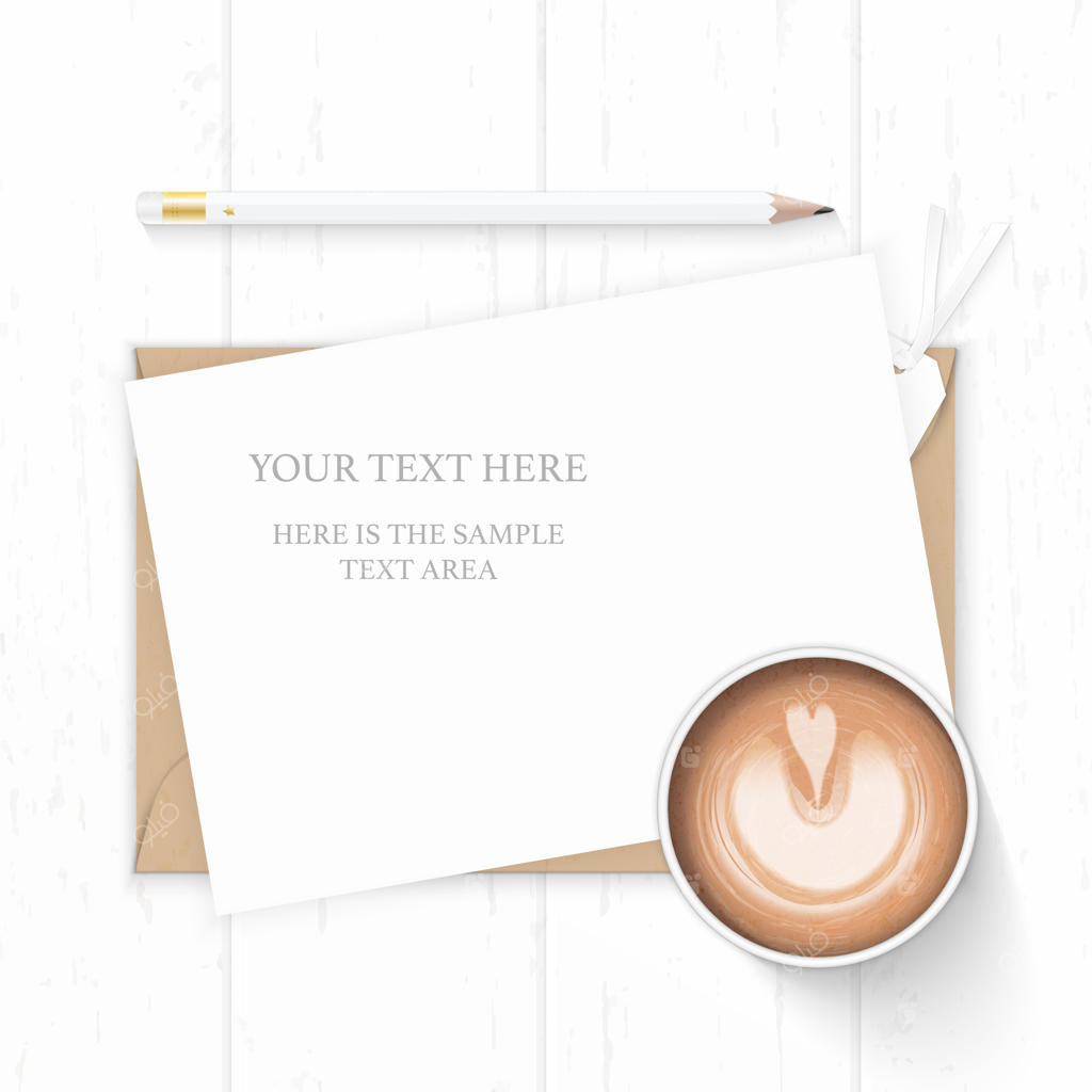 کاغذ سفید با قهوه و برگ ترخون روی زمینه چوبی