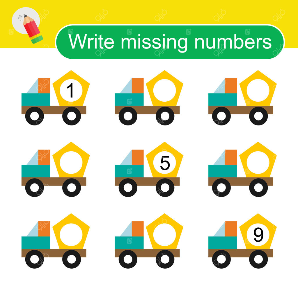 فعالیت ریاضی برای کودکان. صفحه فعالیت برای پیش‌دبستانی‌ها. ماشین کارتونی.