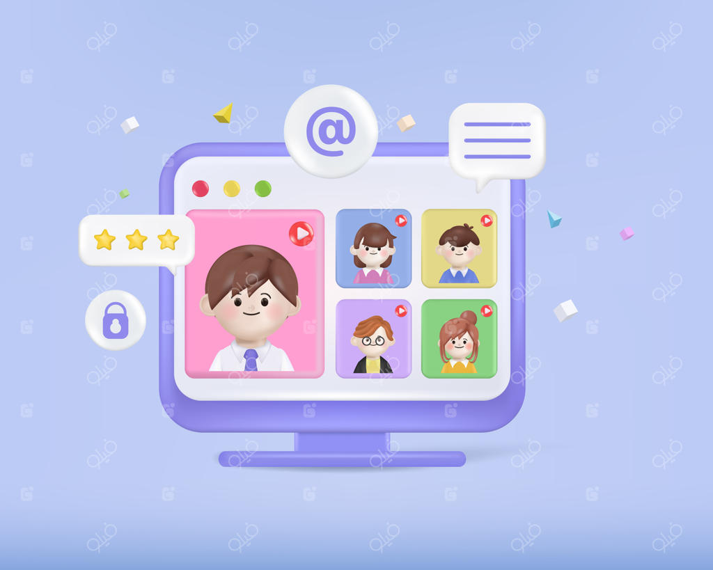 طراحی افراد تجاری بامزه در دوره آنلاین ویدئو کنفرانس سه‌بعدی: جلسه توجیهی و مطالعه