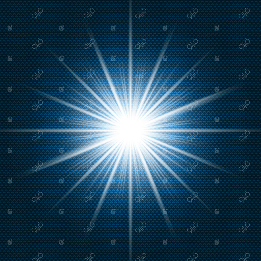 تابش نور ستاره با پرتوهایی روی پس‌زمینه آبی تیره و بافت الگوی چورون.