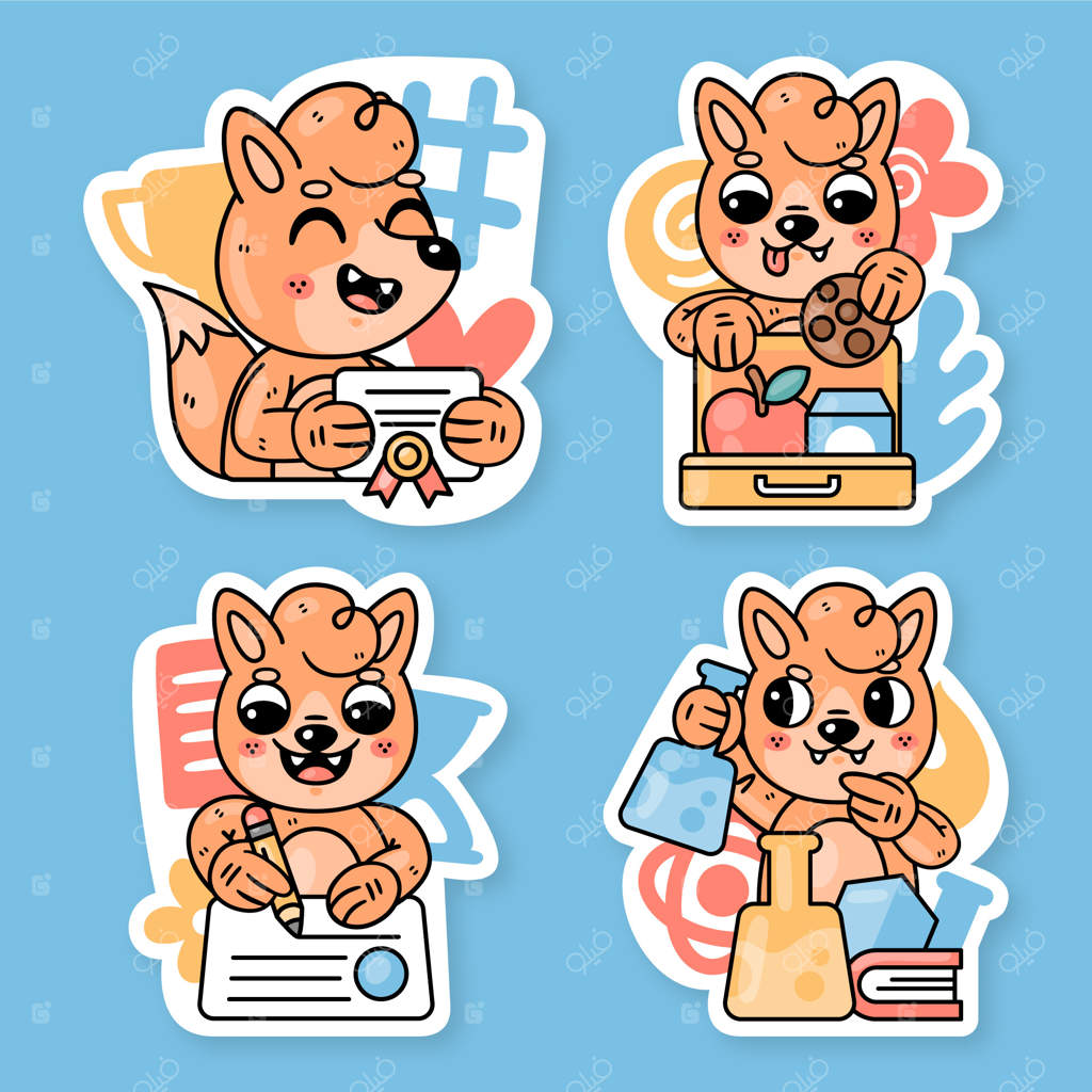 مجموعه برچسب‌های مدرسه با فرد روباهه