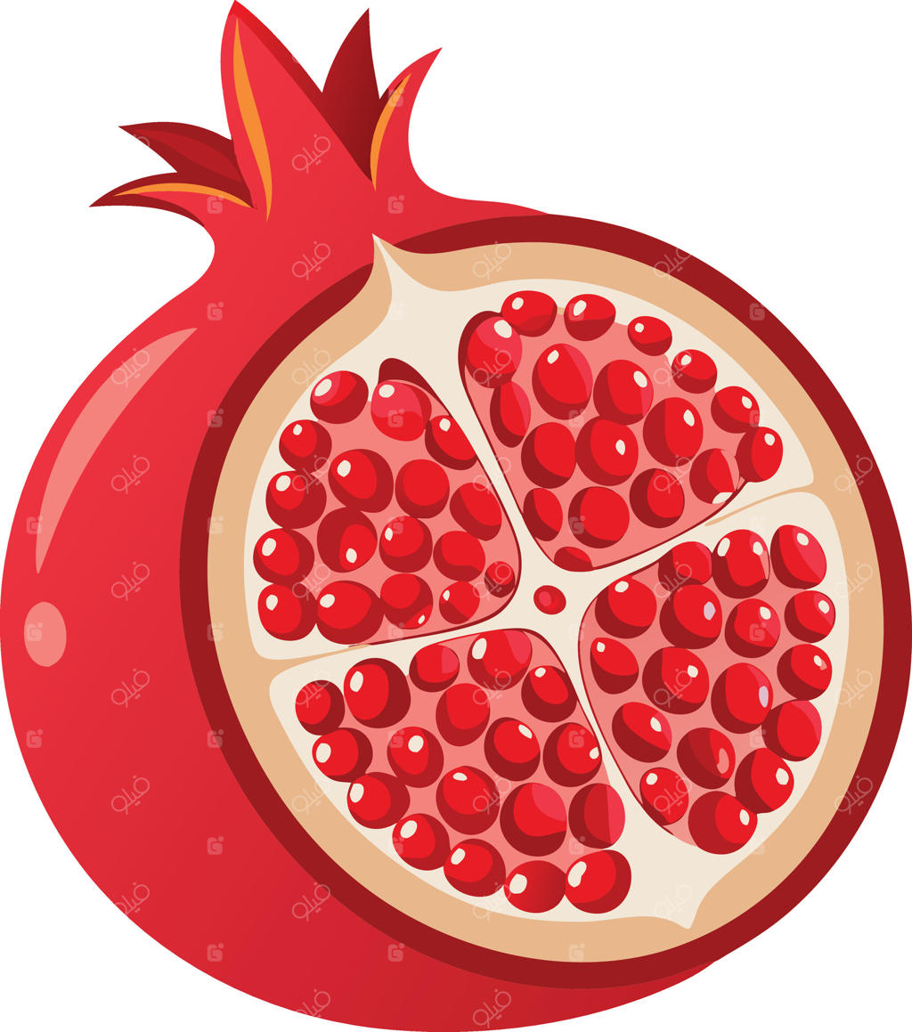 انار قرمزِ دو نیم شده با دانه‌های سرخ و آبدار