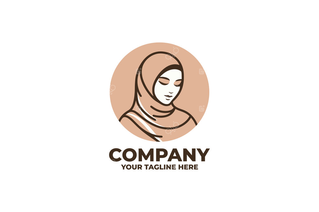 لوگوی زن محجبه با طراحی تخت و مدرن