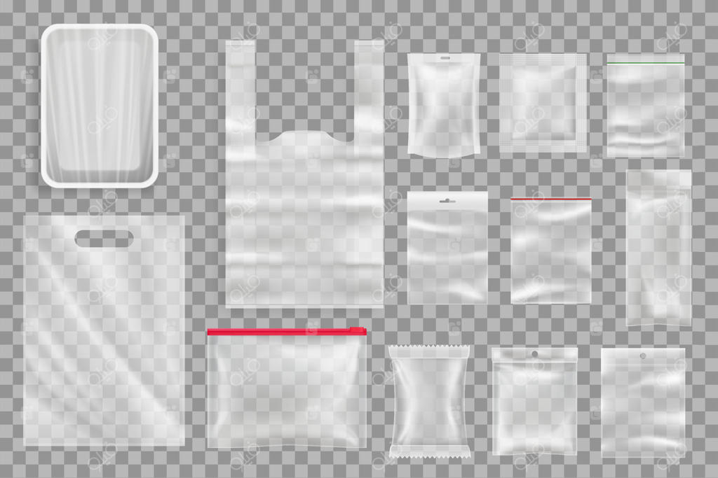 مجموعه موکاپ بسته‌بندی پلاستیکی محصولات غذایی