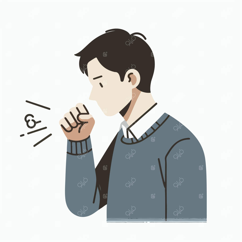 وکتور نوجوان در حال سرفه به سبک طراحی مسطح