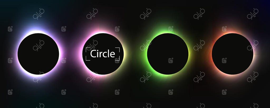 بنر دایره‌ای با گرادیان رنگی روی پس‌زمینه مشکی