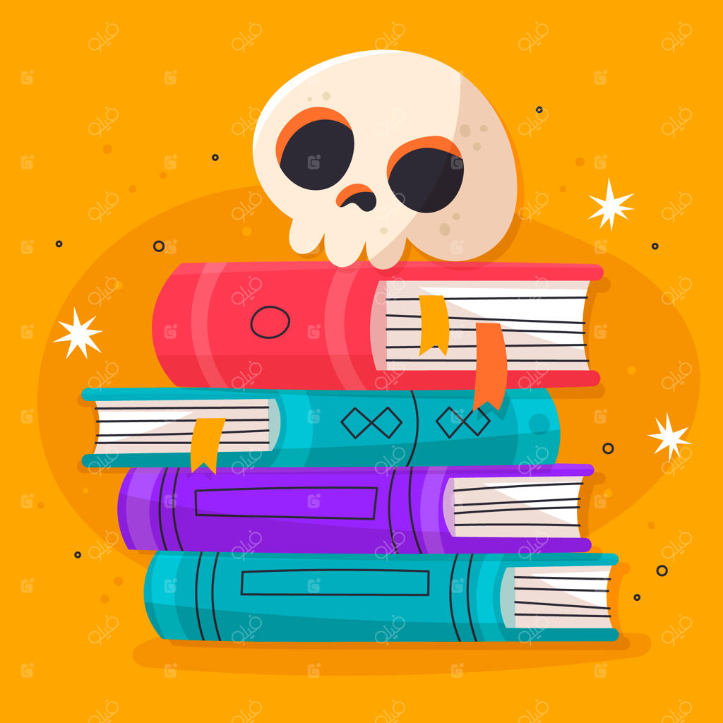 طرح دستی و طراحی تخت از یک دسته کتاب‌ها