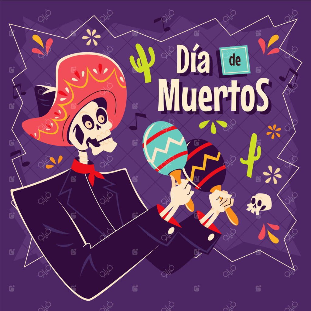 تصویرسازی فلت برای جشن روز مردگان