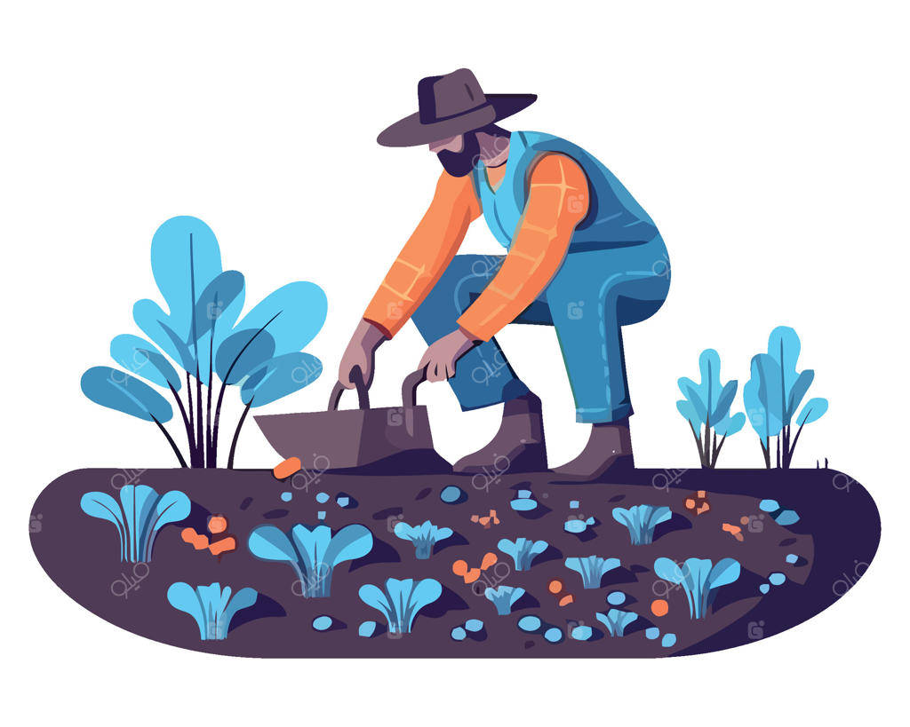 تصویر یک کشاورز در باغ