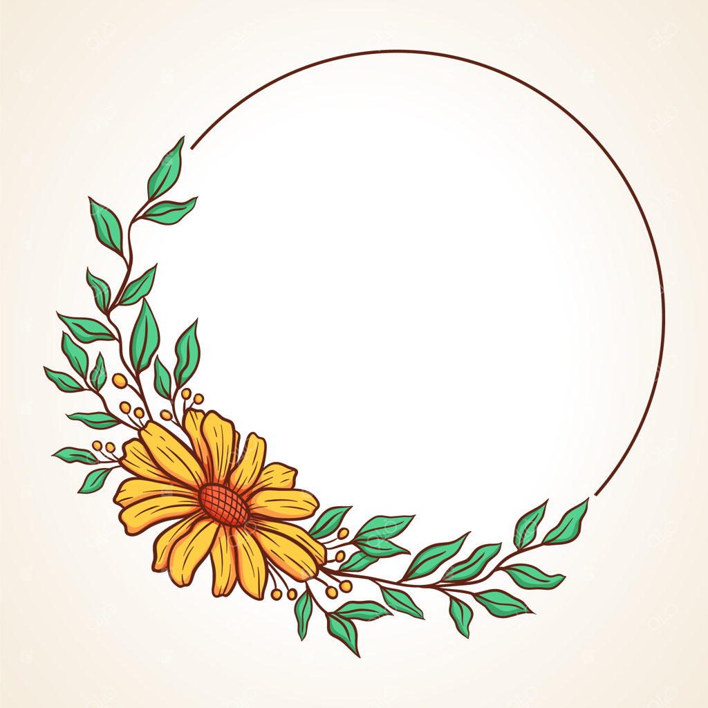 قاب گرد حلقه گل رنگارنگ با برگ و توت برای کارت دعوت عروسی و کارت تبریک