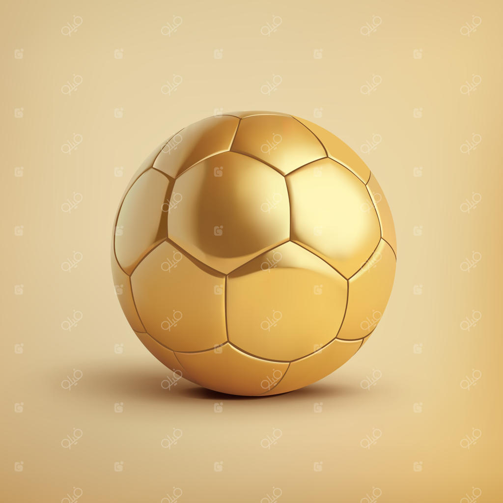 توپ فوتبال طلایی براق وکتور سه‌بعدی