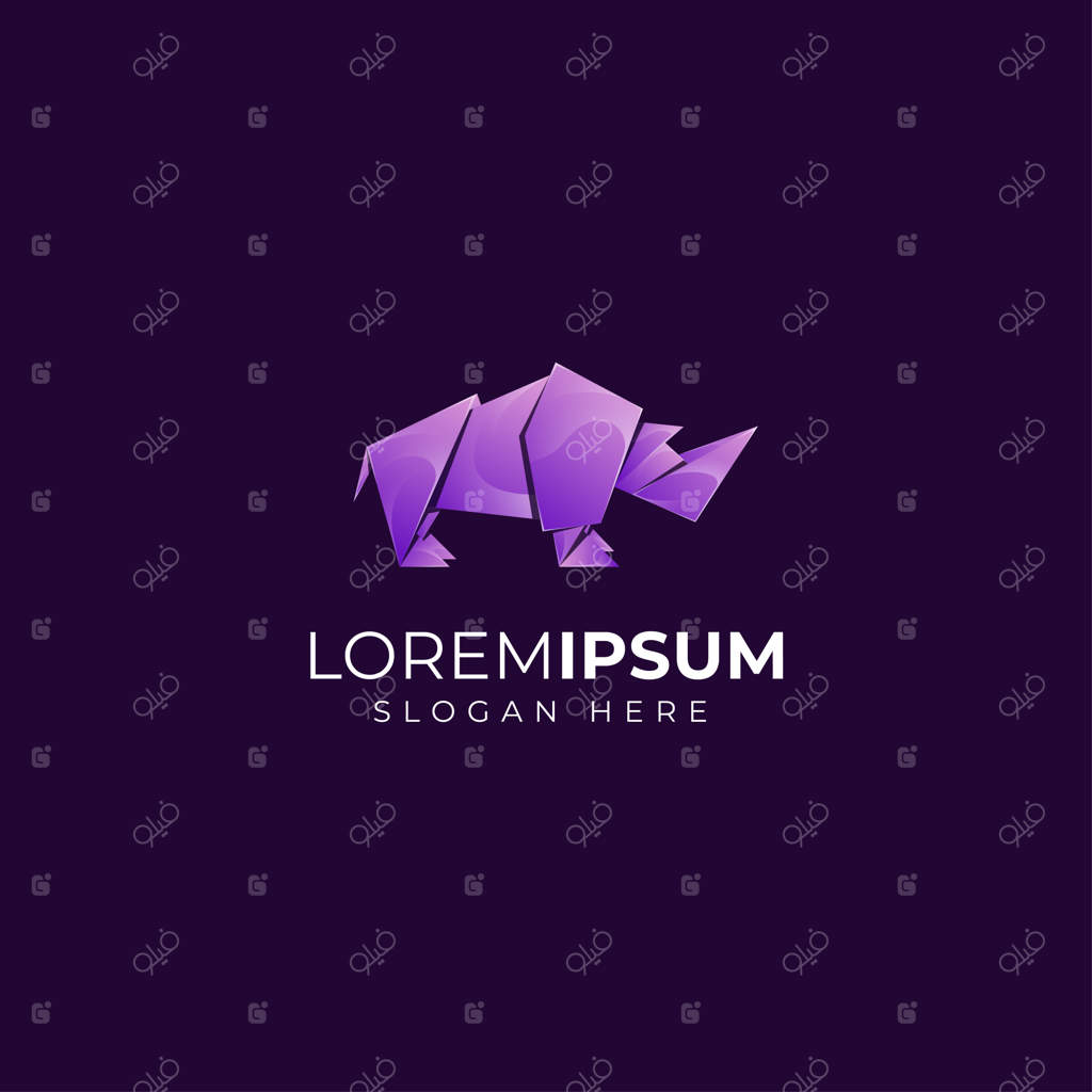 لوگوی کرگدن به سبک اوریگامی