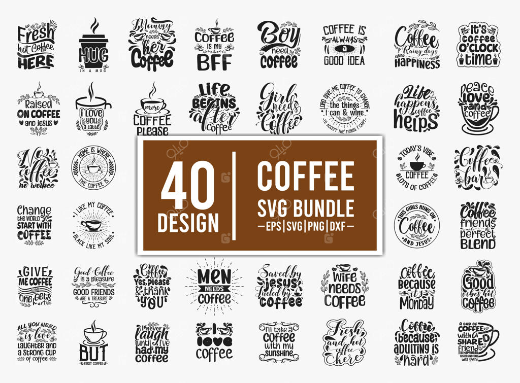 طرح نوشته‌های قهوه برای تی‌شرت؛ مجموعه فایل‌های SVG قهوه برای طراحی تی‌شرت
