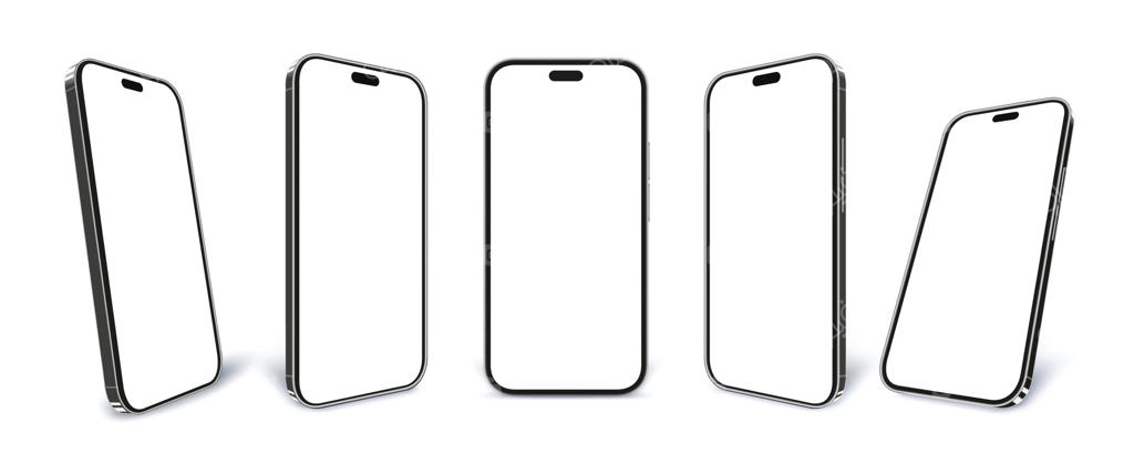 ماکت گوشی موبایل مشکی: مجموعه‌ای از قاب صفحه‌نمایش گوشی هوشمند و قالب‌های سه‌بعدی گوشی و دستگاه‌های الکترونیکی.