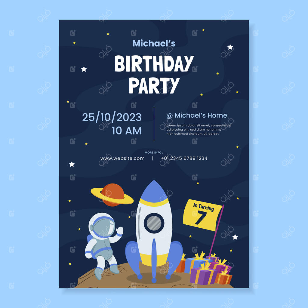 قالب پوستر جشن تولد طراحی شده با دست