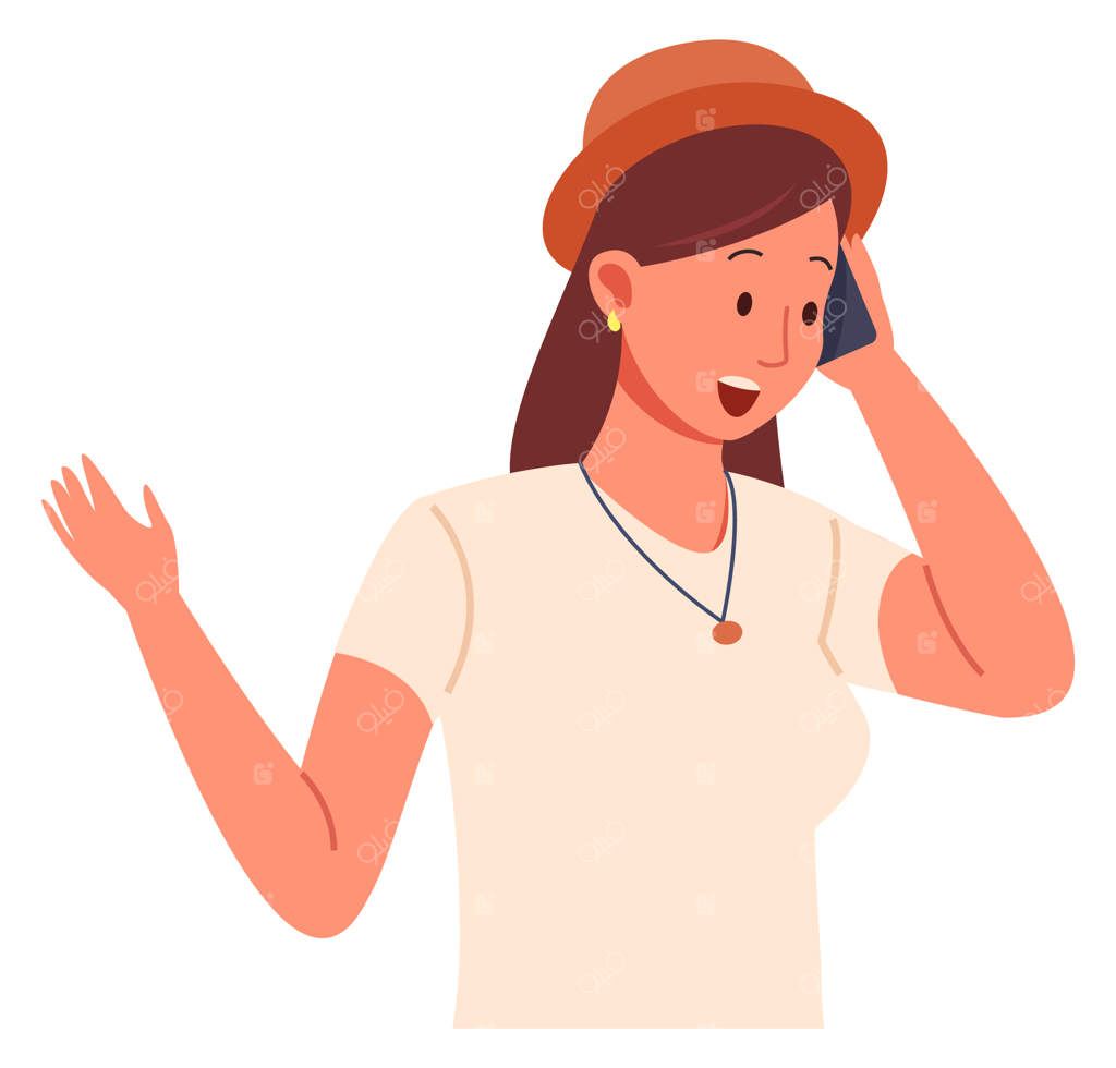 زن شگفت‌زده با تلفن صحبت می‌کند: خبر خوشحال‌کننده‌ای شنیدم.