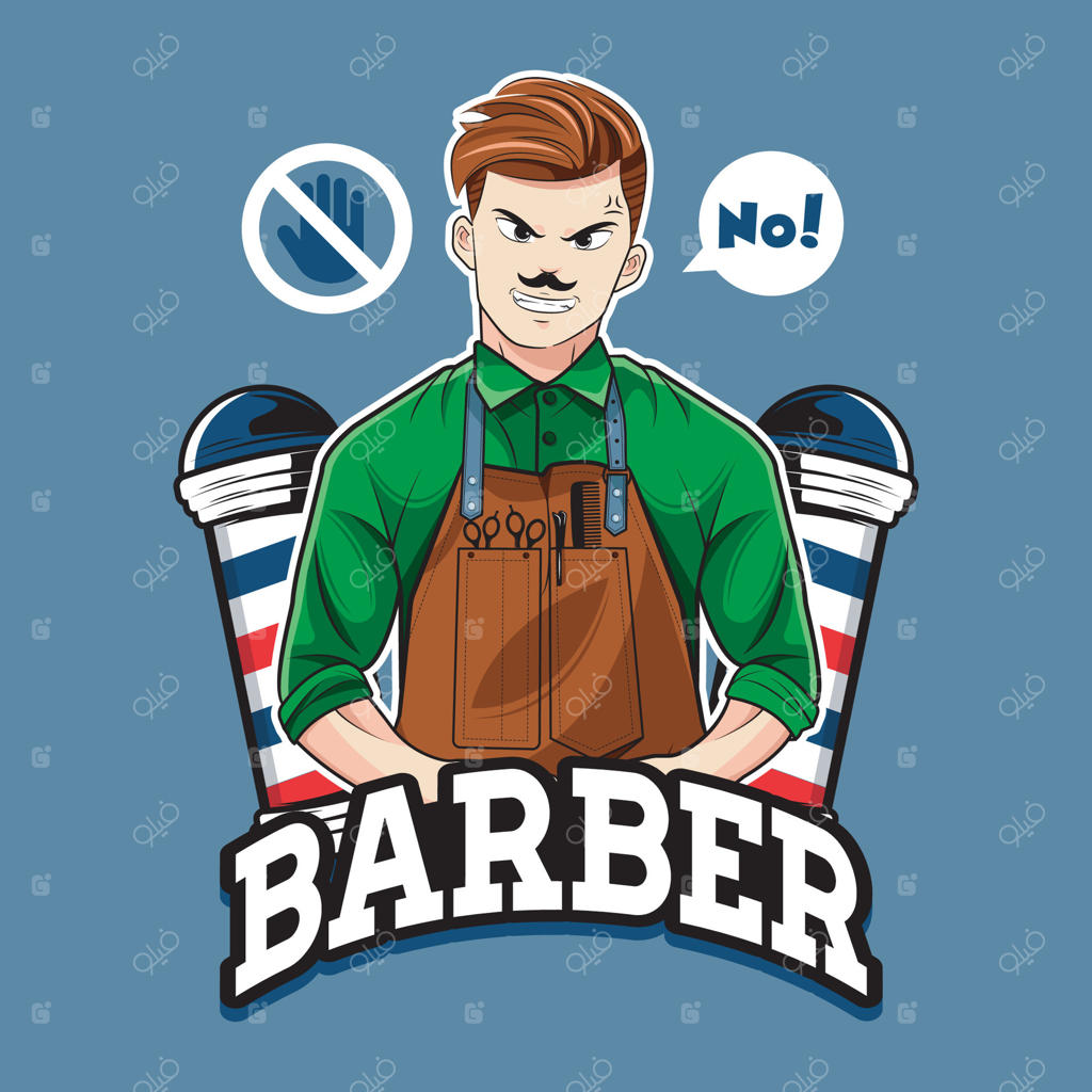 لوگوی کاراکتر بربر عصبانی. تصویر وکتور