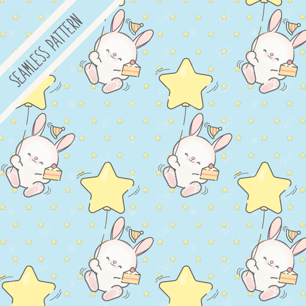 الگوی یکپارچه تولد خرگوش‌های بامزه برای کودکان