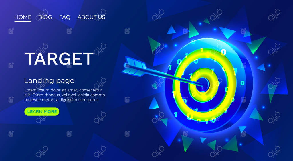 آیکون تجاری سه‌بعدی وکتور برای بنر صفحه فرود دیجیتال هدفمند