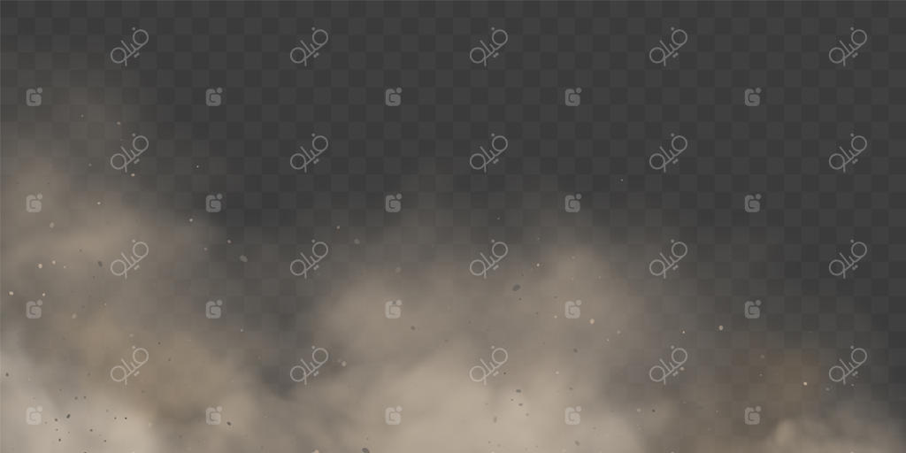 تراکم ابر یا دود سفید روی زمینه شفاف.