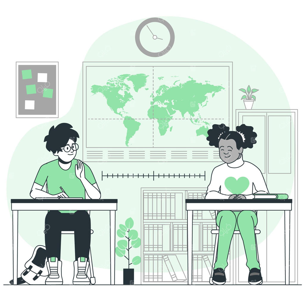 تصویر مفهومی فاصله‌گذاری اجتماعی در مدرسه