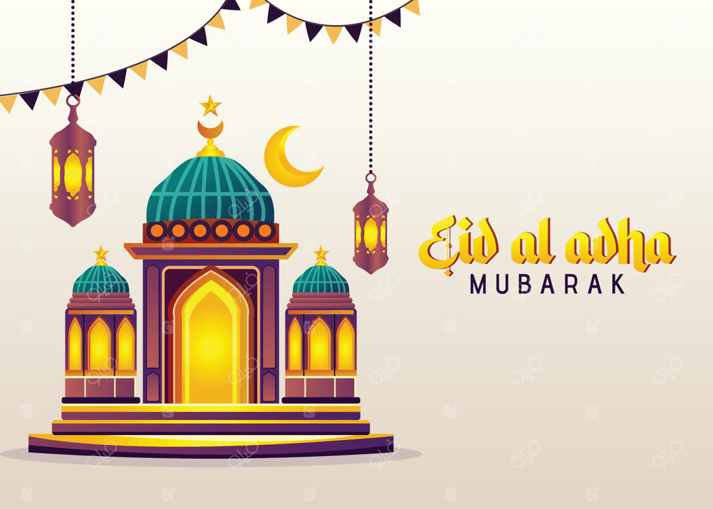 تصویر زیبا برای تبریکات عید قربان، مناسب برای کارت‌ها، پوسترها و بنرهای جشن
