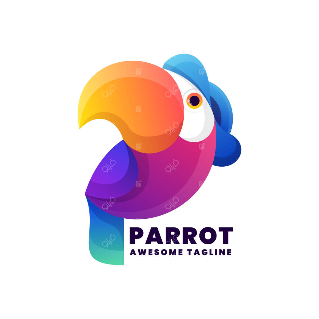 تصویرسازی لوگوی وکتور طوطی با سبک گرادینت رنگارنگ