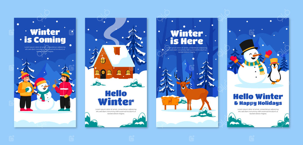 مجموعه استوری‌های اینستاگرام با طرح‌های ساده برای فصل زمستان